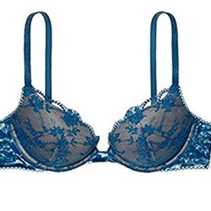VS Dream Angels Blue Velvet Lace Lined Demi Bra